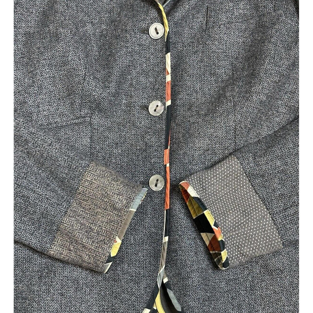 Piazza Sempione Gray Wool Herringbone Blazer Jacket Womens IT 42/US 6 Lined - Picture 6 of 9